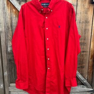Ralph Lauren Men's Vibrant Red Button Down Shirt